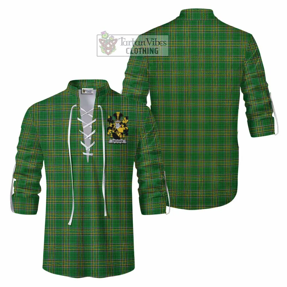 Abraham Irish Clan Tartan Ghillie Kilt Shirt with Coat of Arms