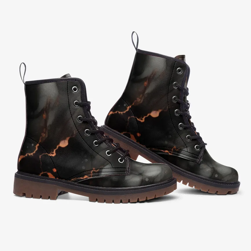 Abstract Gray Leather Boots