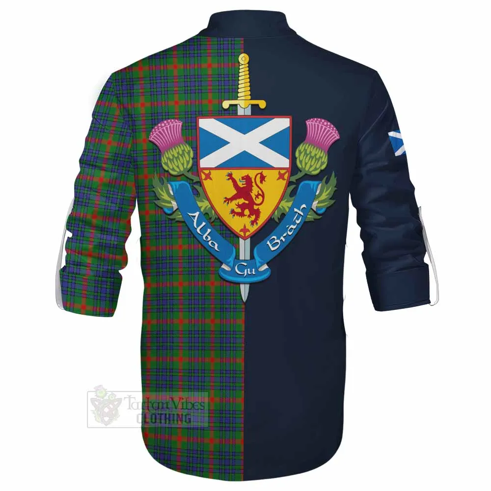 Aiton Tartan Ghillie Kilt Shirt Alba with Scottish Lion Royal Arm Half Style