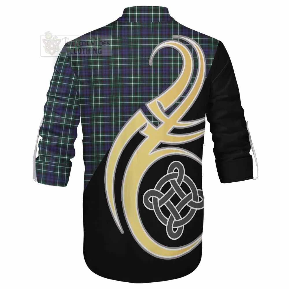 Allardice Tartan Ghillie Kilt Shirt with Family Crest and Celtic Symbol Style