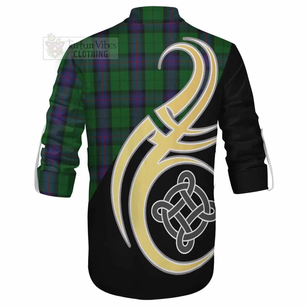 Armstrong Tartan Ghillie Kilt Shirt with Family Crest and Celtic Symbol Style