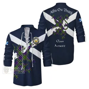 Arnott Tartan Lion Rampant Ghillie Kilt Shirt Proudly Display Your Heritage with Alba Gu Brath and Clan Name