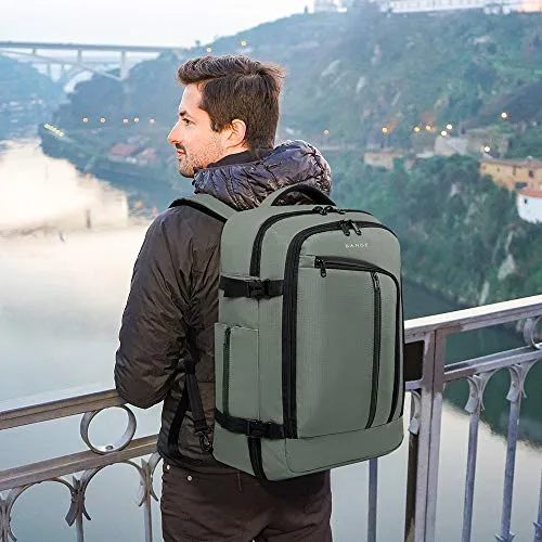 BANGE Travel Overnight Backpack,40-Liter FAA Flight Approved Weekender Bag Carry on Backpack GREEN (Backpack with 3 Cubes)