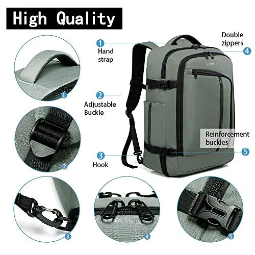 BANGE Travel Overnight Backpack,40-Liter FAA Flight Approved Weekender Bag Carry on Backpack GREEN (Backpack with 3 Cubes)