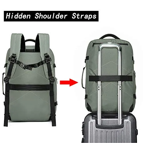 BANGE Travel Overnight Backpack,40-Liter FAA Flight Approved Weekender Bag Carry on Backpack GREEN (Backpack with 3 Cubes)