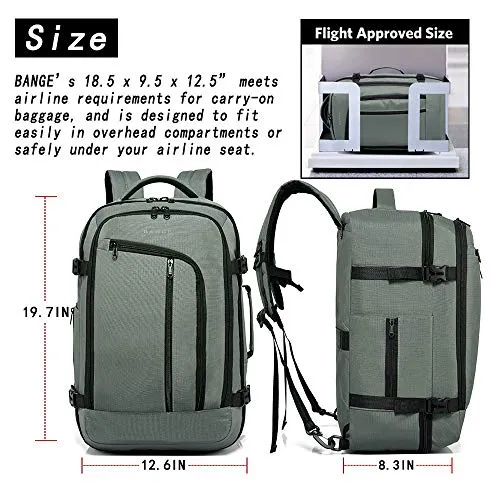 BANGE Travel Overnight Backpack,40-Liter FAA Flight Approved Weekender Bag Carry on Backpack GREEN (Backpack with 3 Cubes)