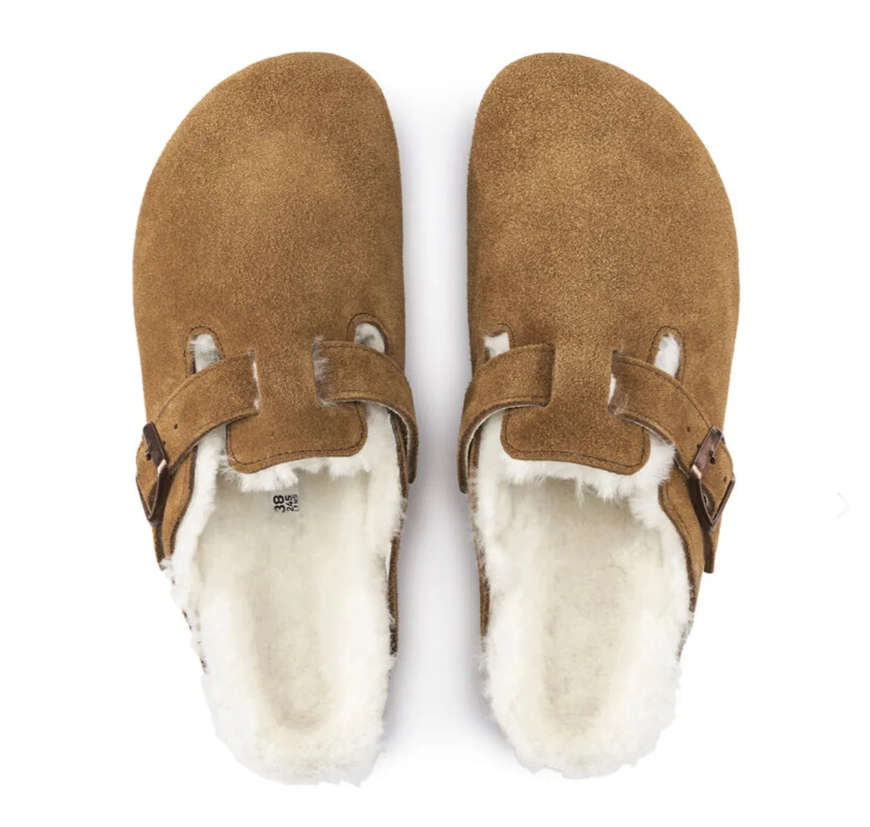 Birkenstock Boston Shearling Mink Suede Lamb Skin Made In Germany