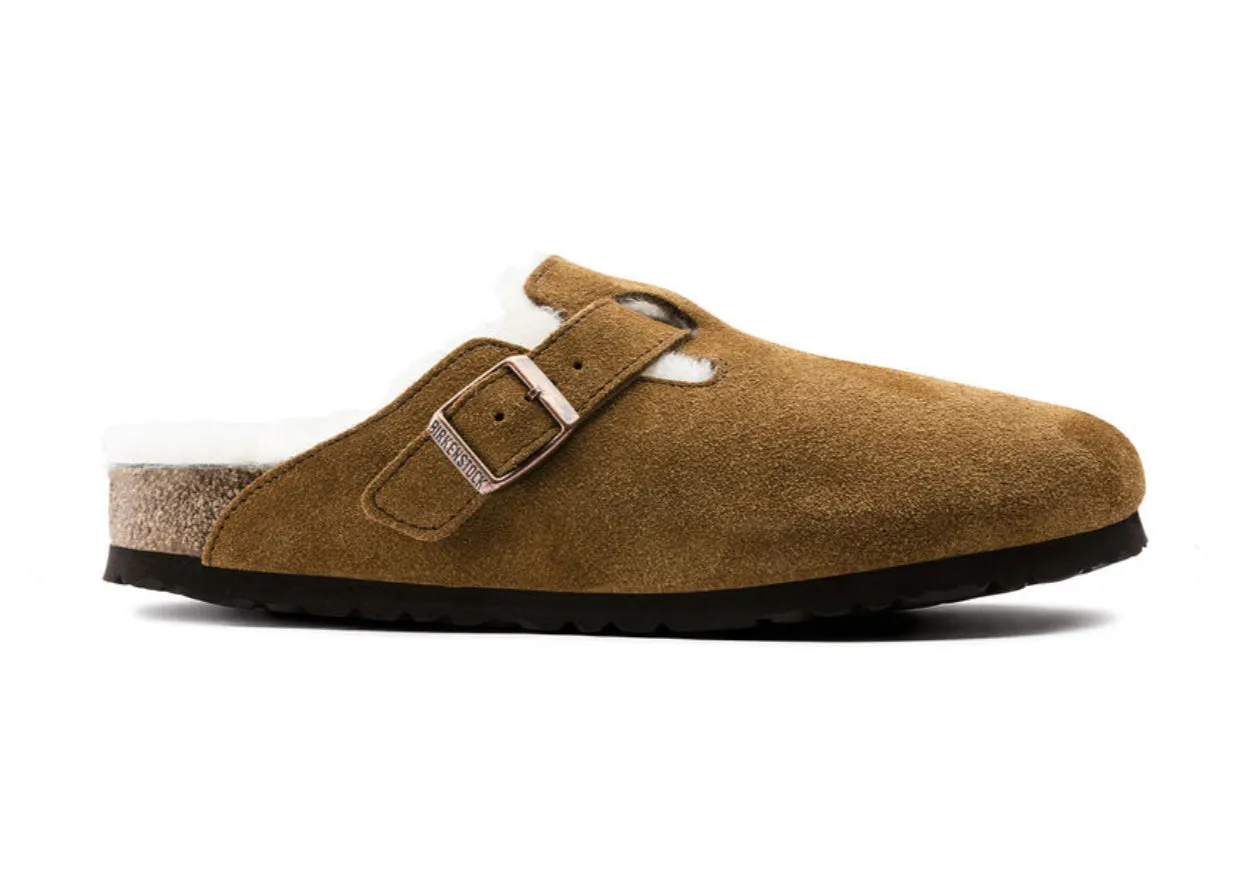Birkenstock Boston Shearling Mink Suede Lamb Skin Made In Germany