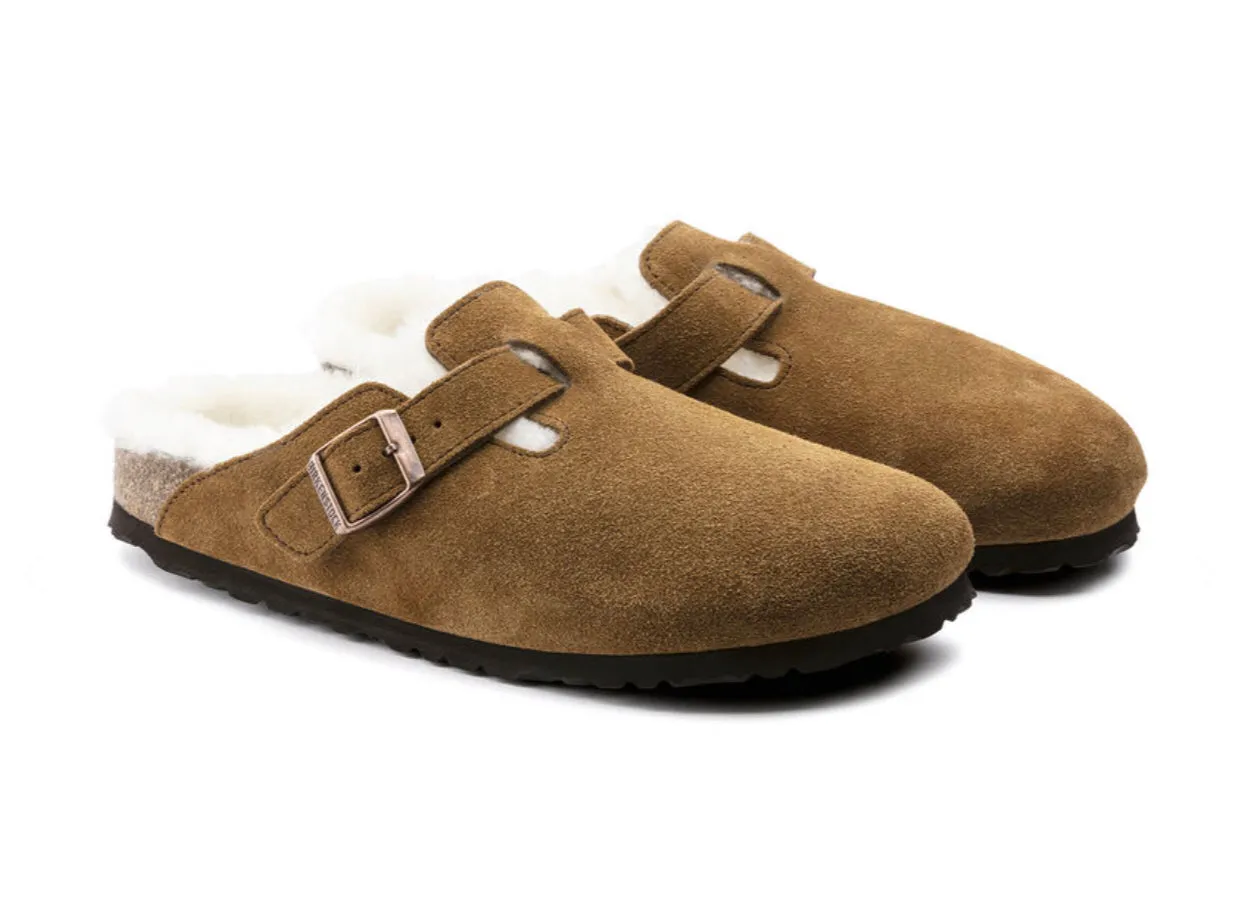 Birkenstock Boston Shearling Mink Suede Lamb Skin Made In Germany