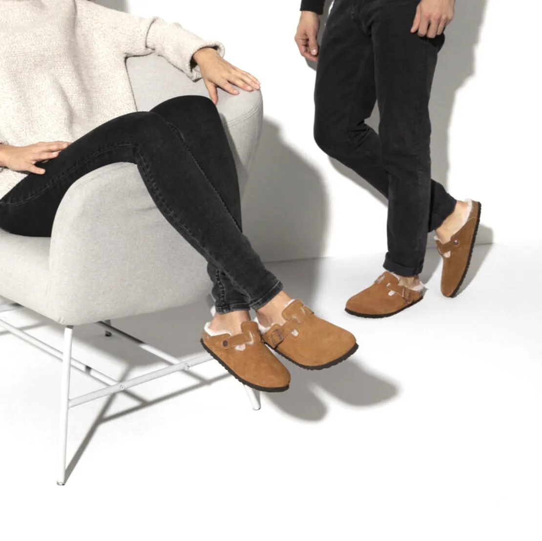 Birkenstock Boston Shearling Mink Suede Lamb Skin Made In Germany