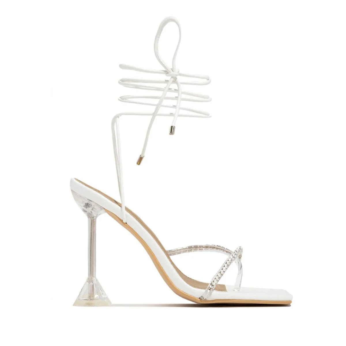 Black And White Orange Rhinestone Transparent High Heel Sandals