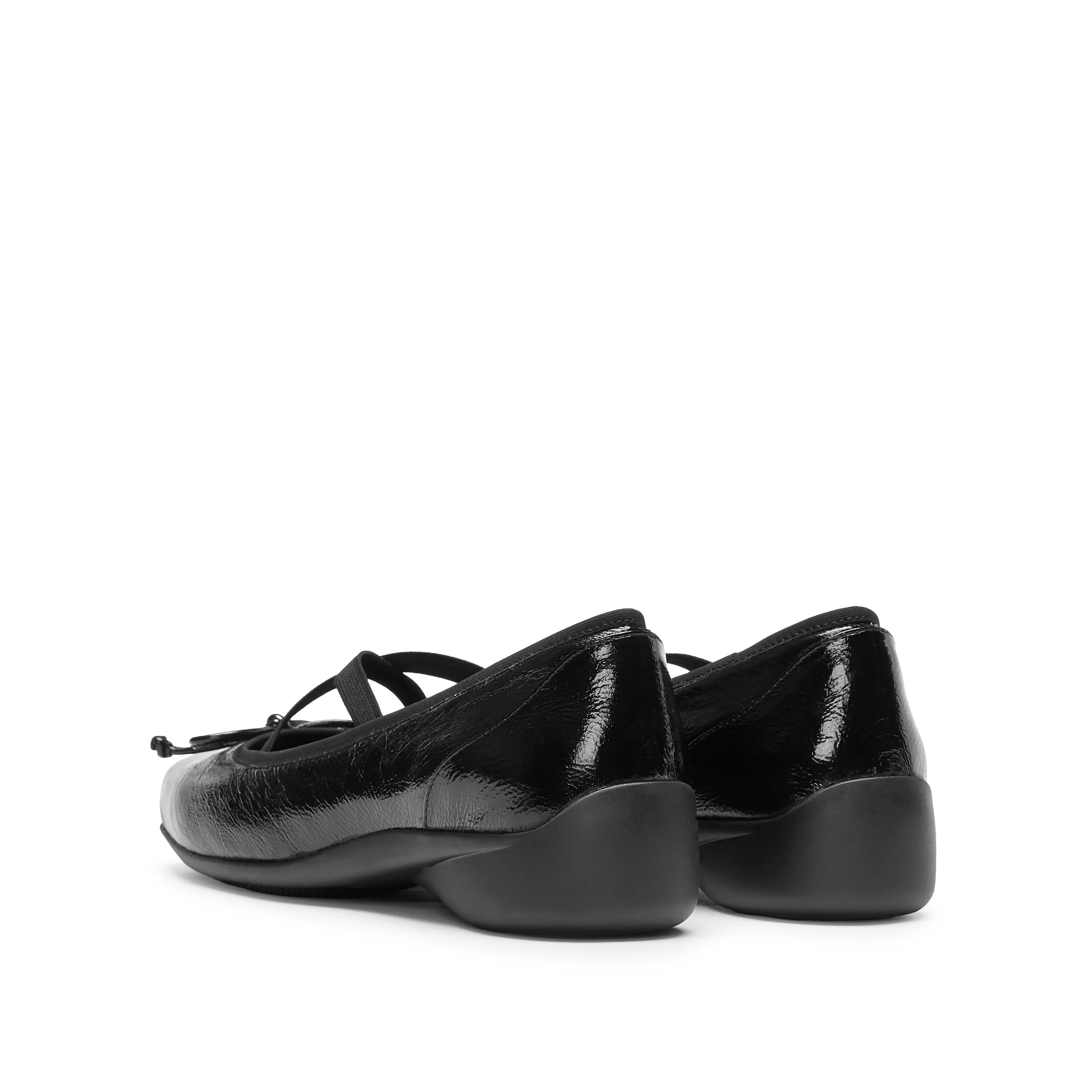 Black Bow Cross Strap Ballerina Flats