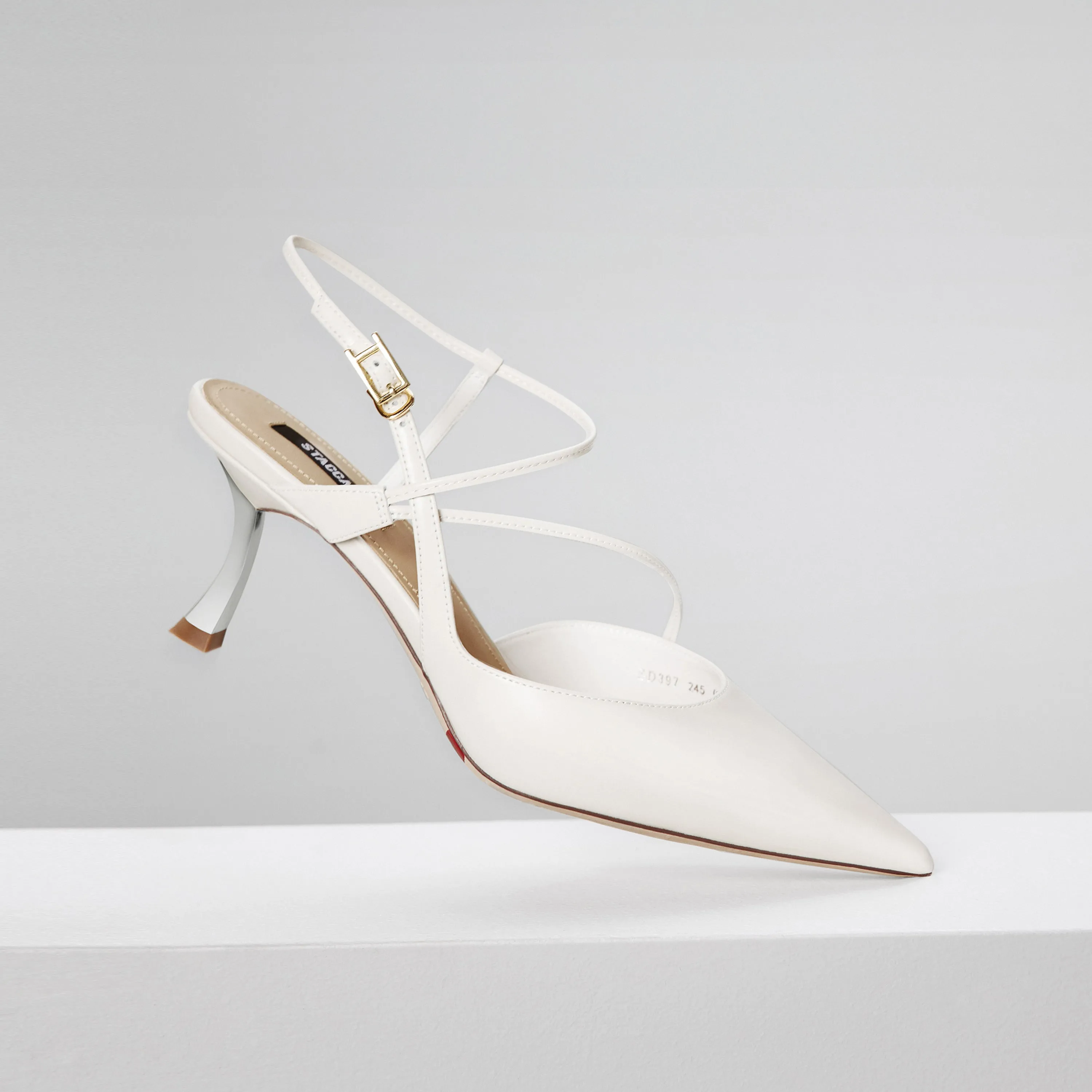 Black Cross Strap Pointy Slingback Pumps