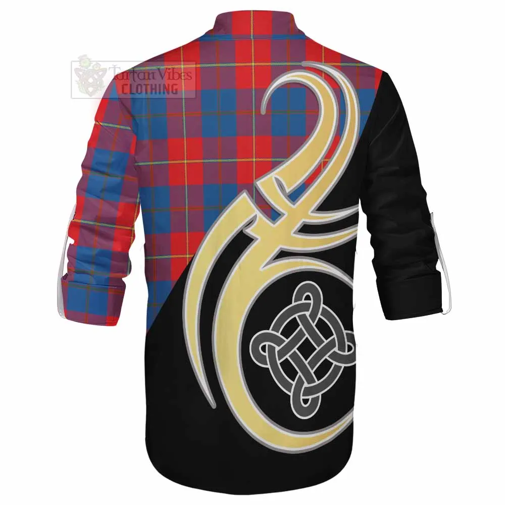 Blane Tartan Ghillie Kilt Shirt with Family Crest and Celtic Symbol Style