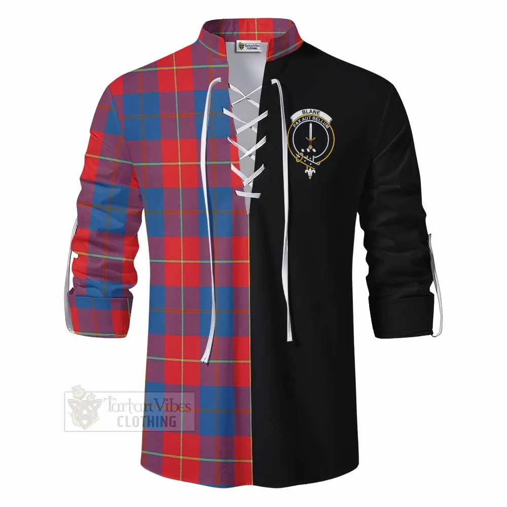 Blane Tartan Ghillie Kilt Shirt with Family Crest and Half Of Me Style