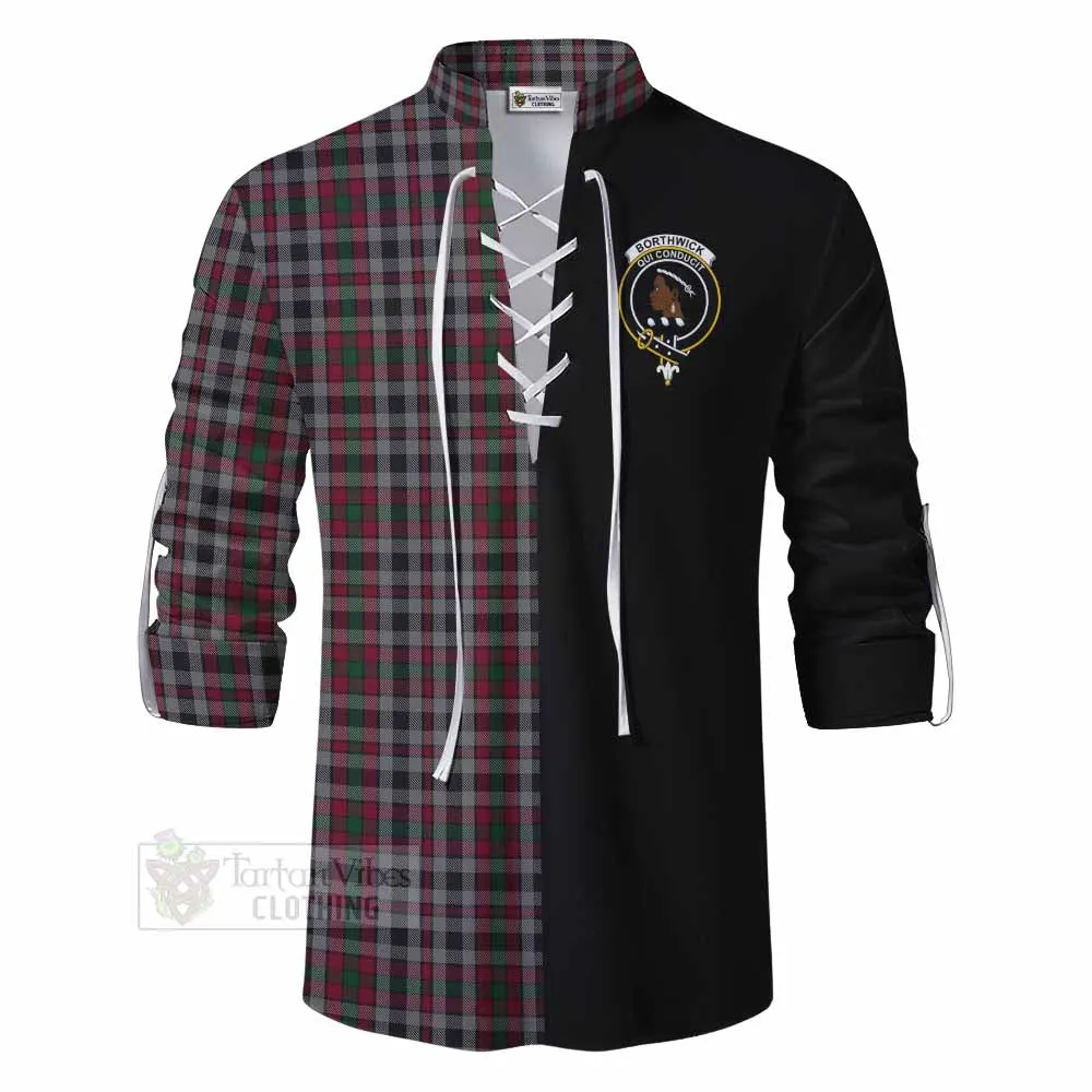 Borthwick Tartan Ghillie Kilt Shirt with Family Crest and Half Of Me Style