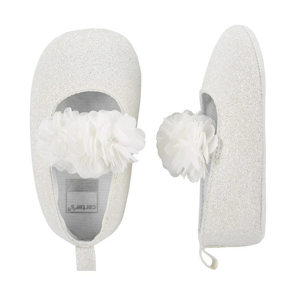 Carter's Glitter Plume Mary Jane Crib Shoes White Age-0-24 Months-CR05847
