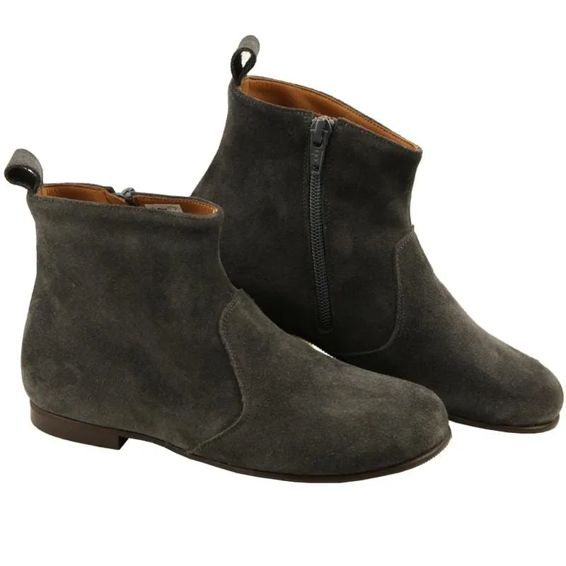 Charcoal Flat Sole Girls Ankle Boots by PePe Shoes