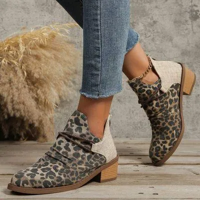 Contrasting Comfort Low Heel Canvas Boots