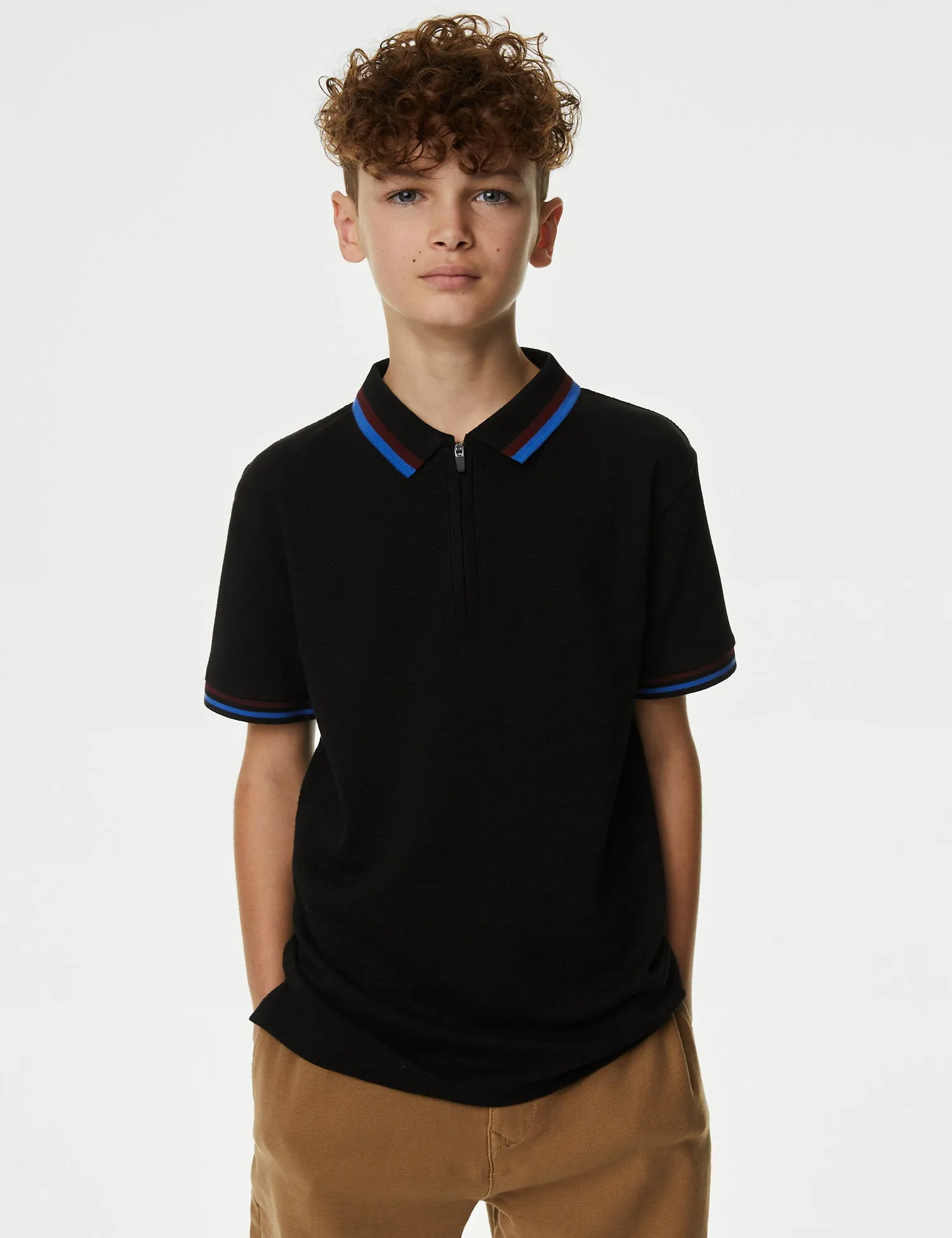 Cotton Rich Half Zip Polo Shirt
