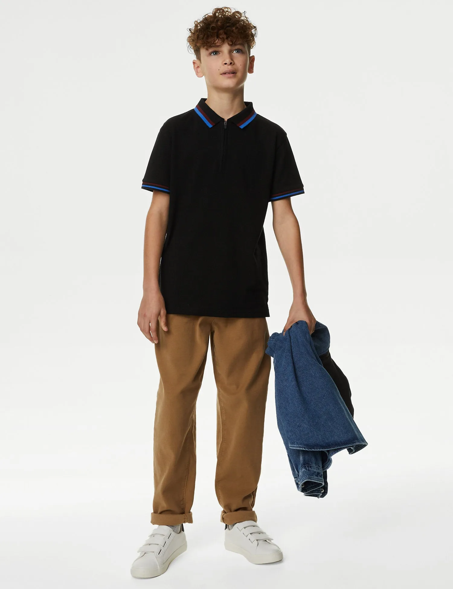 Cotton Rich Half Zip Polo Shirt