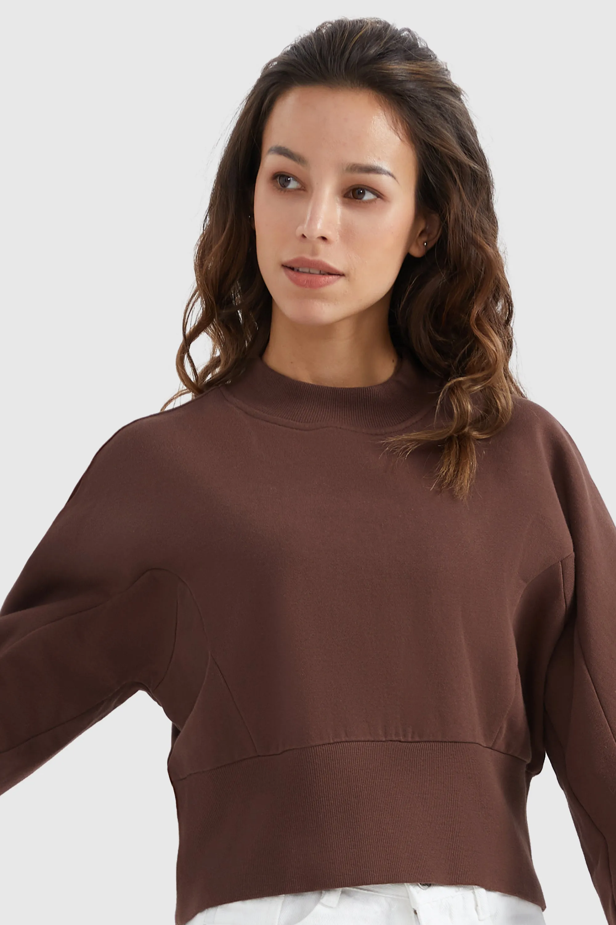 Crewneck Drop Shoulder Cropped Sweatshirt