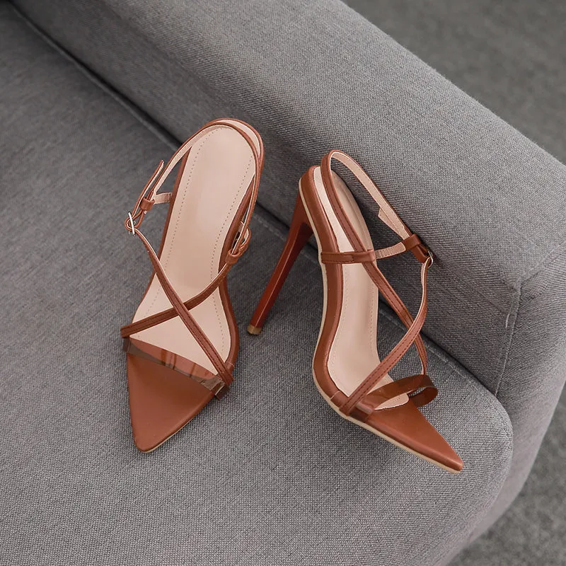 Cross Strap High Heel Pointed Sandals