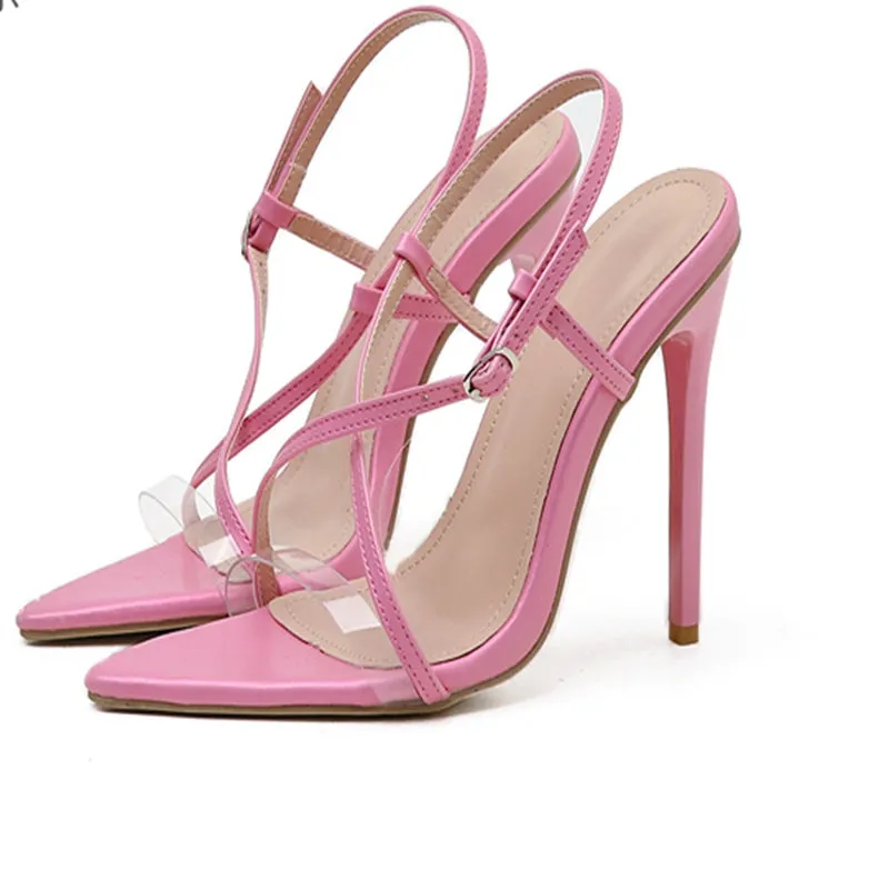 Cross Strap High Heel Pointed Sandals