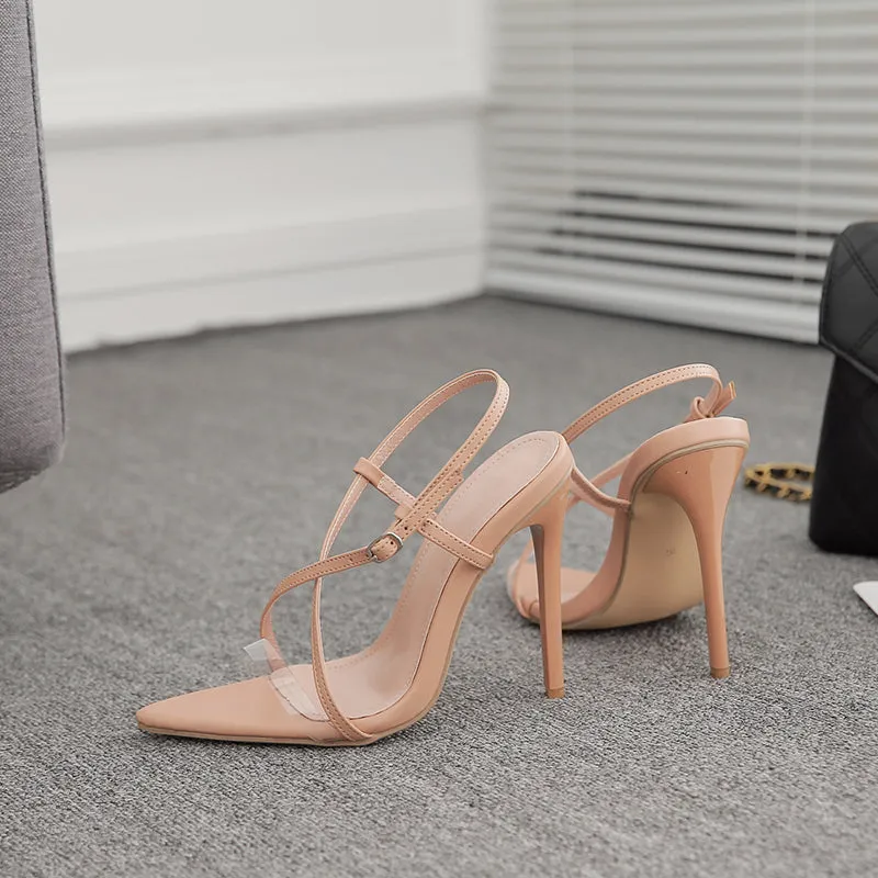 Cross Strap High Heel Pointed Sandals