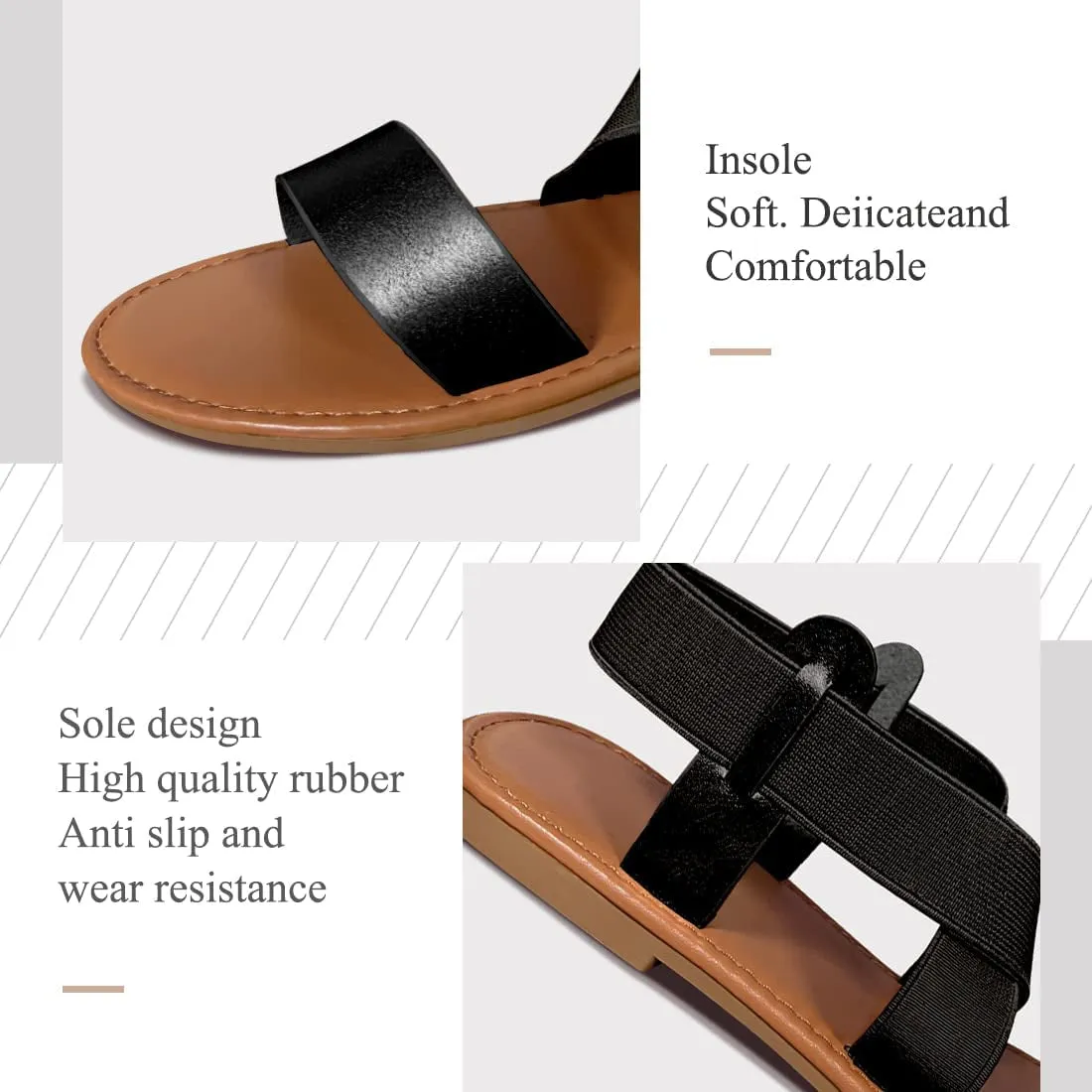 Elastic Cute Flat Sandals for Women Casual Summer Beach Shoes Sandal Vacation Travel Gladiator Sandals