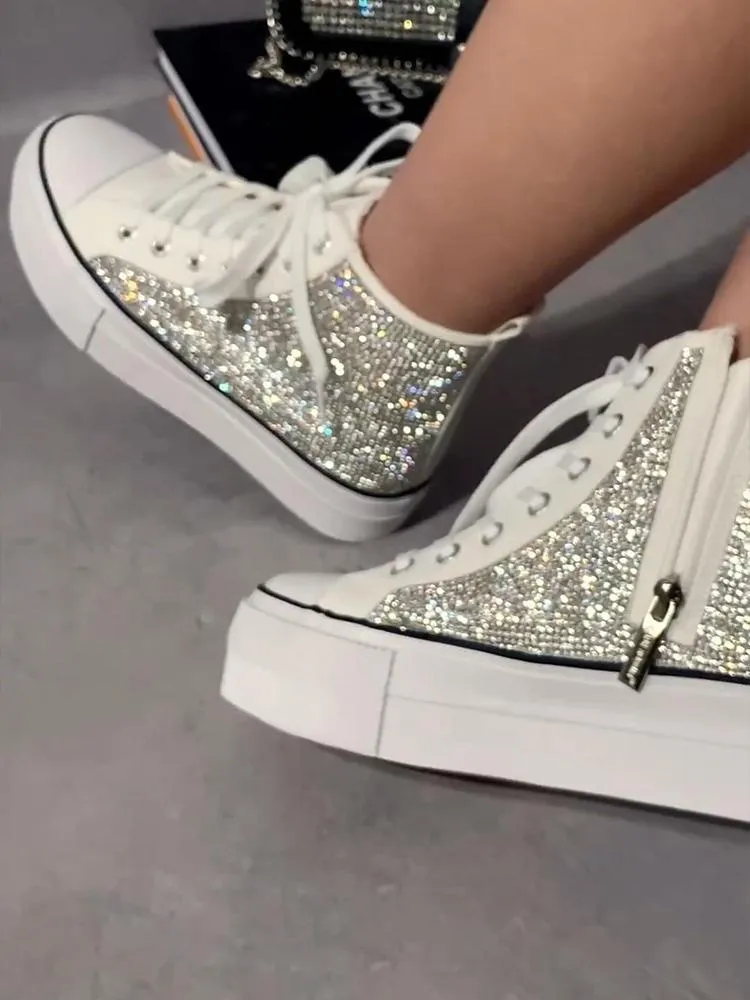 Fashion Rhinestone High Top Shoes