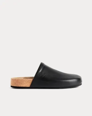 Flat Leather Black Mules