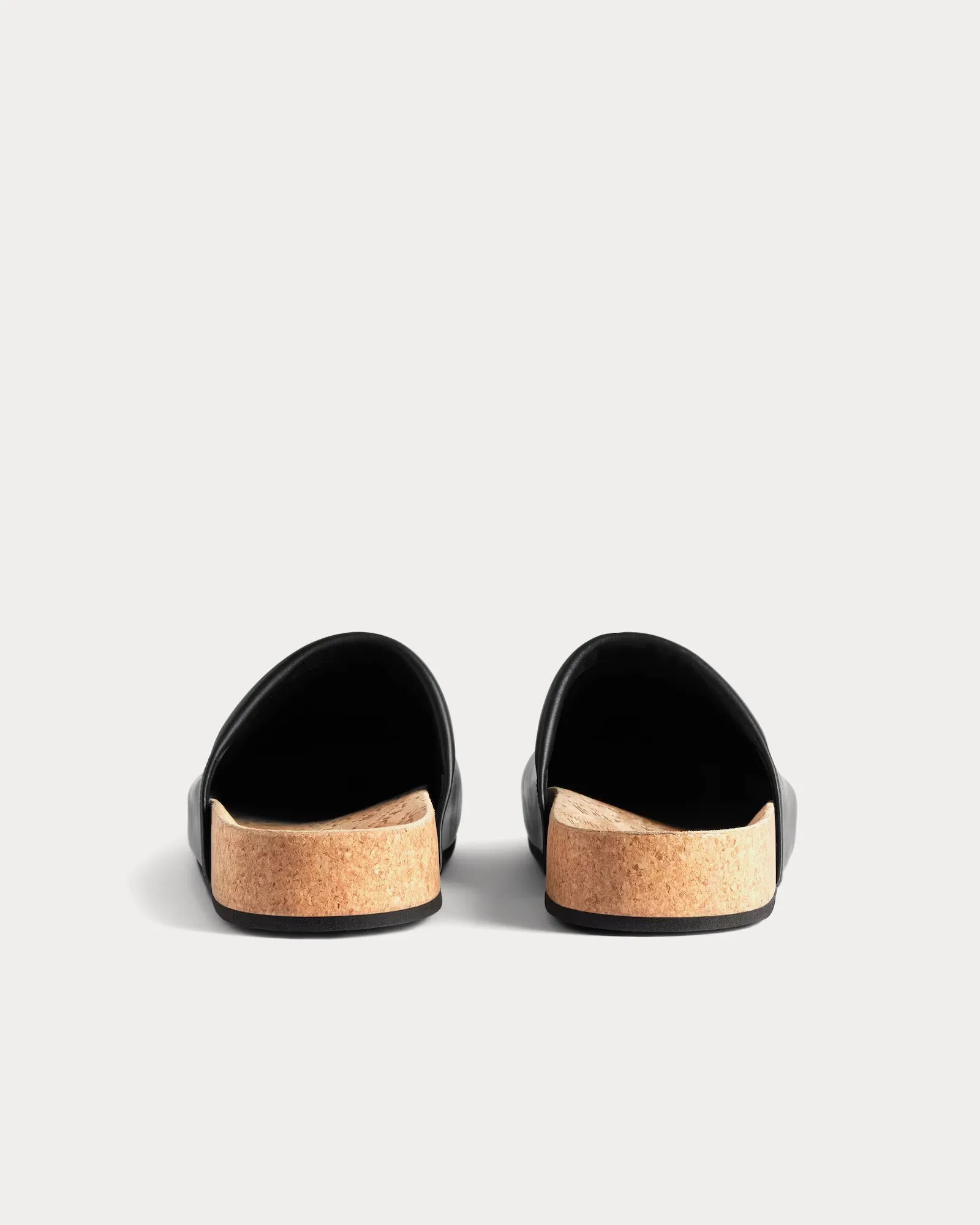 Flat Leather Black Mules