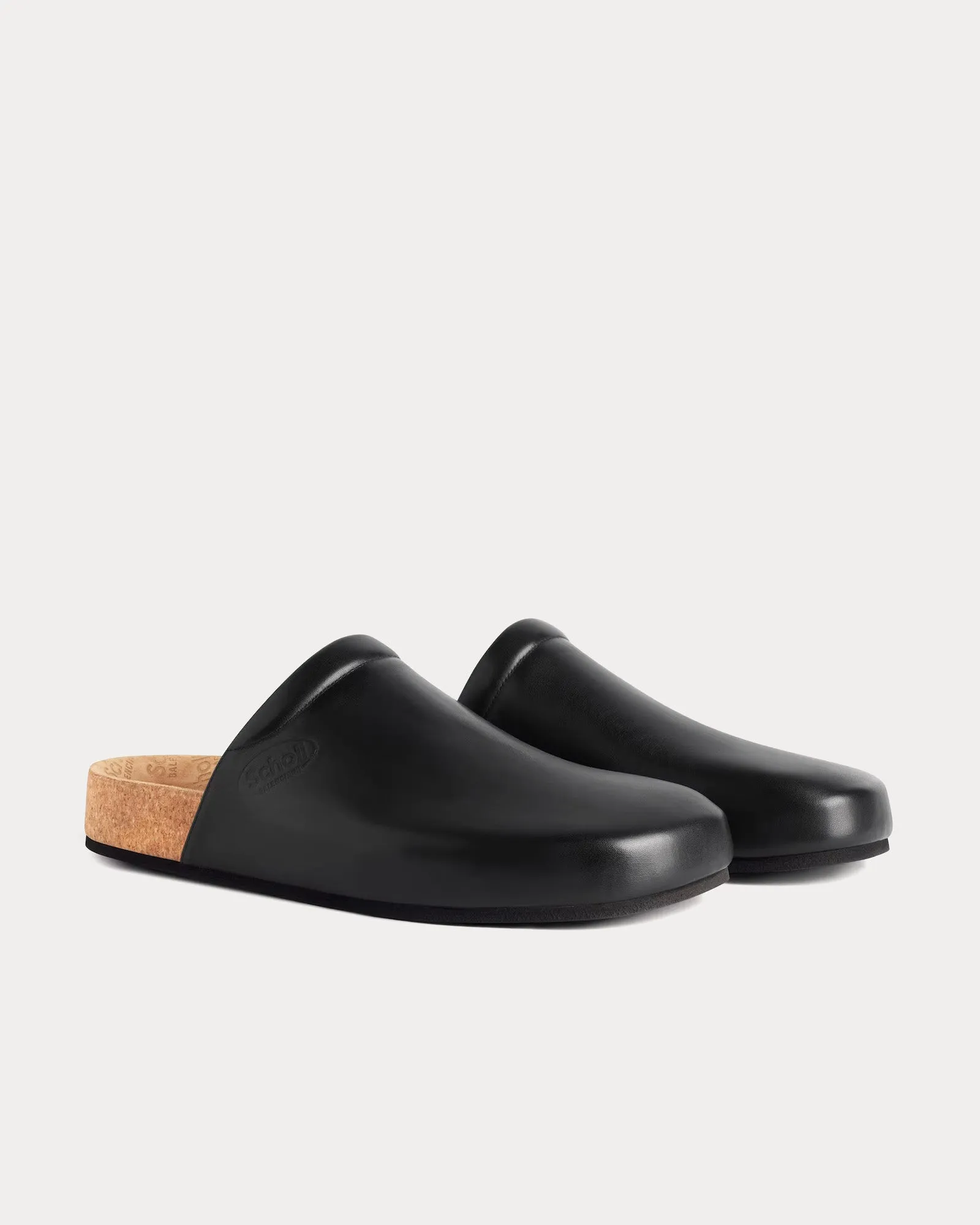 Flat Leather Black Mules