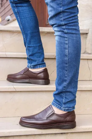 FST Genuine Leather Orthopedic Men's Casual Shoes 815MA1301 Brown - Vólos