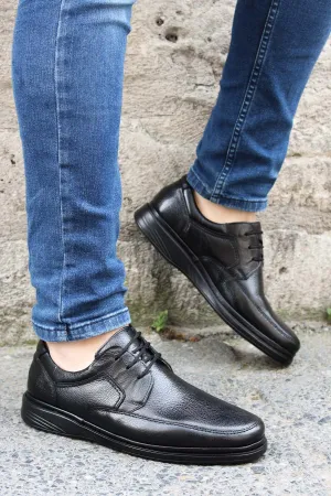 FST Genuine Leather Orthopedic Men's Casual Shoes 815MA1302 Black - Castres