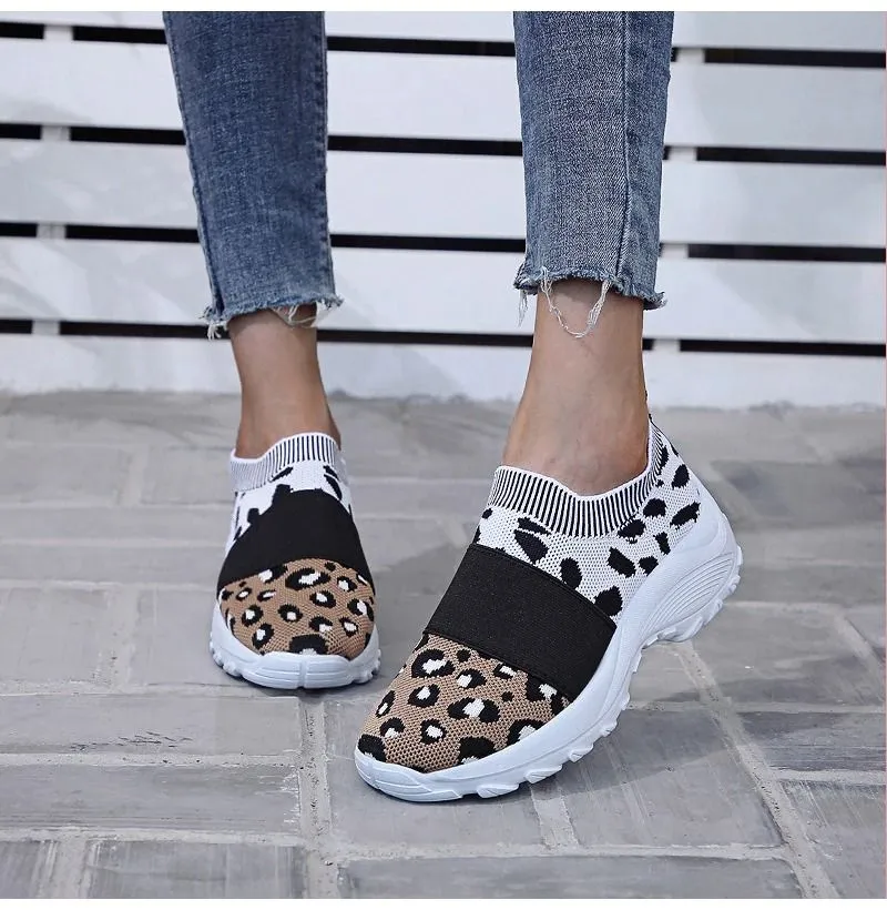 Groovywish Women's Leopard Orthopedic Slip-on Mesh Shoes
