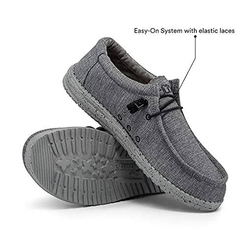 Hey Dude Men's Wally L Stretch Steel Size 11 | Men’s Shoes | Men's Lace Up Loafers | Comfortable & Light-Weight