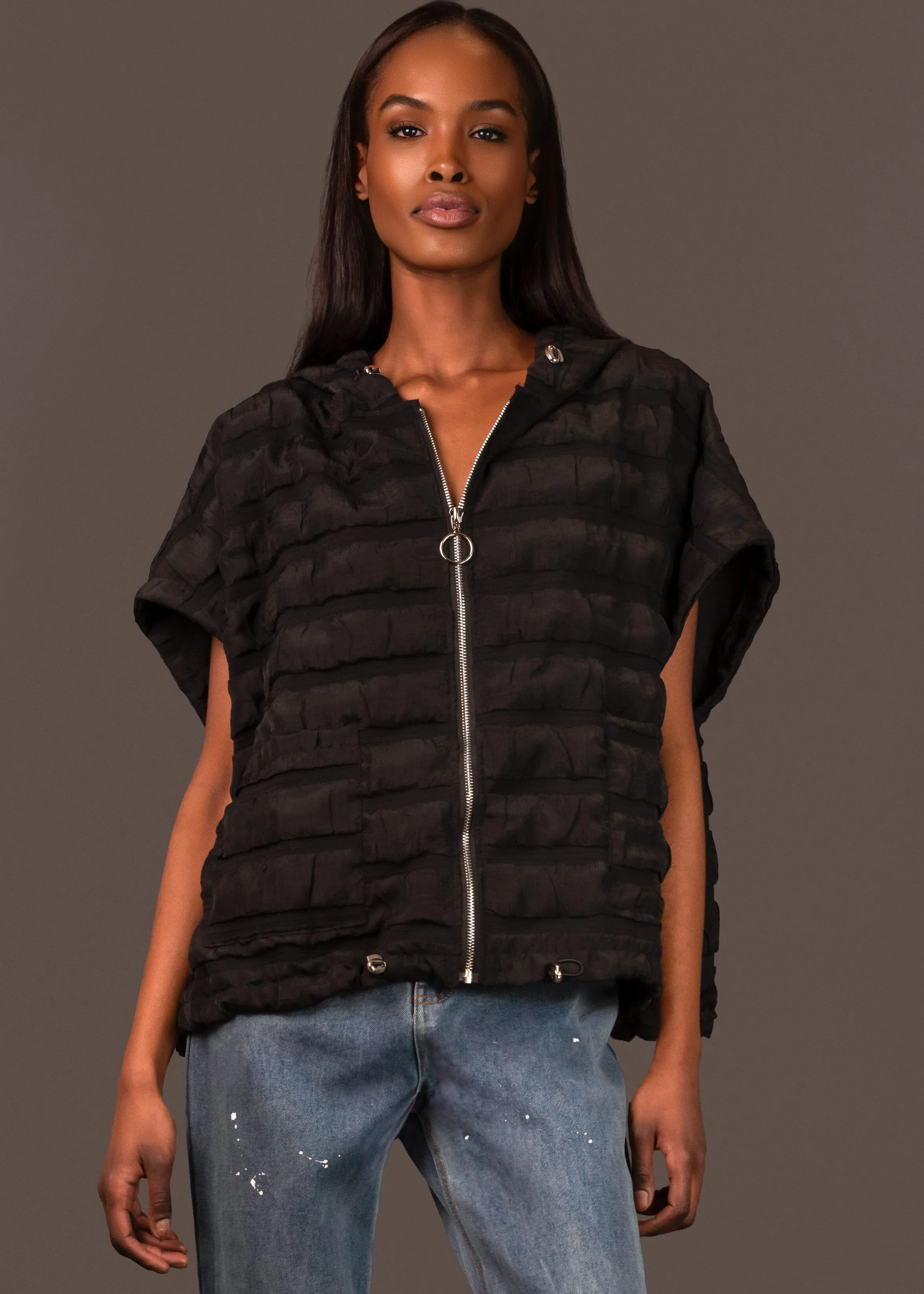 Hooded Drawstring Athleisure Vest
