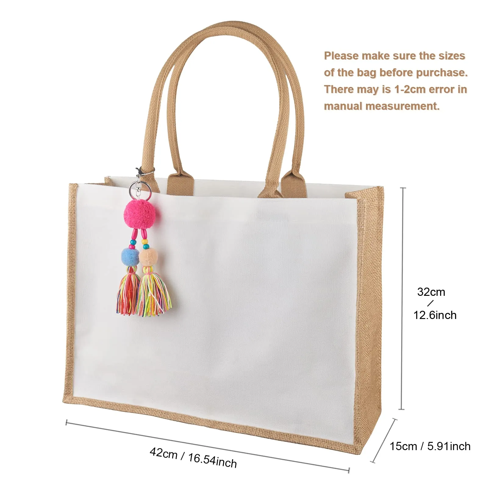 Jute Bag Shopper, Large Jute Bag Beach Bag Foldable Waterproof Shopping Bags Handbag for Picnic Travel Shopping Beach and Everyday Life