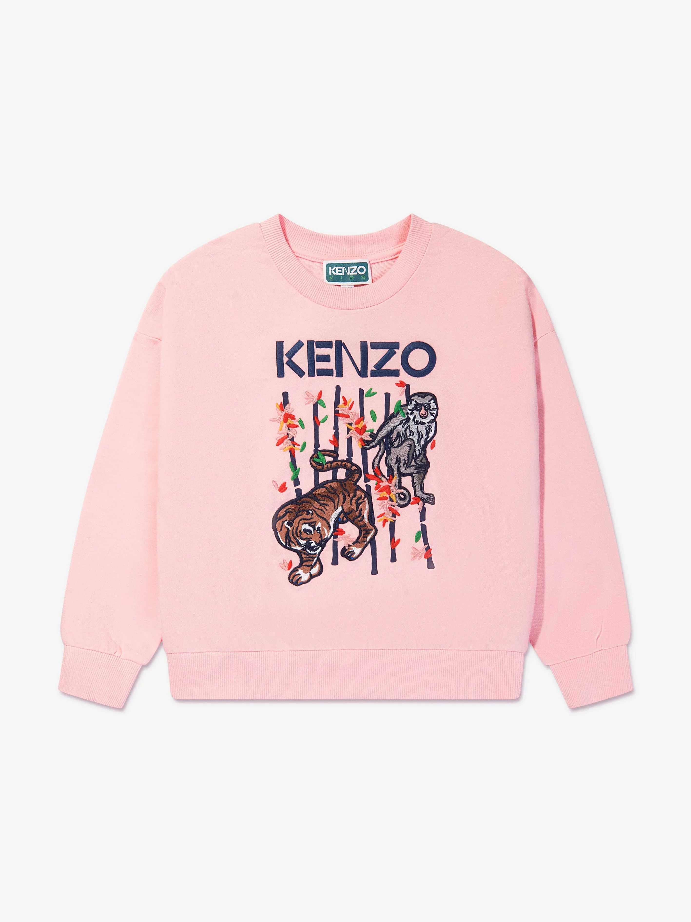 KENZO Girls Embroidered Sweatshirt in Pink