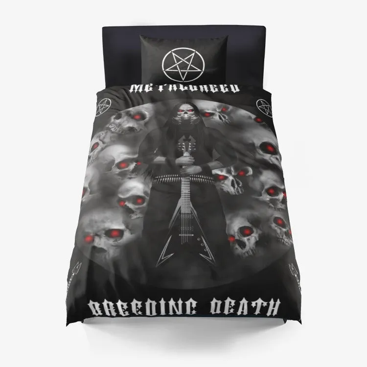 Matalbreed Death Metal Heavy Metal Music Skull Guitar Inverted Pentagram 3 Piece Bed Set