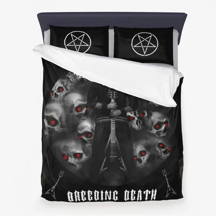 Matalbreed Death Metal Heavy Metal Music Skull Guitar Inverted Pentagram 3 Piece Bed Set