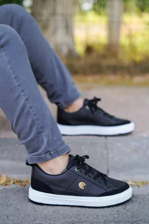Men's Black Orthopedic Flat Sole Sneaker