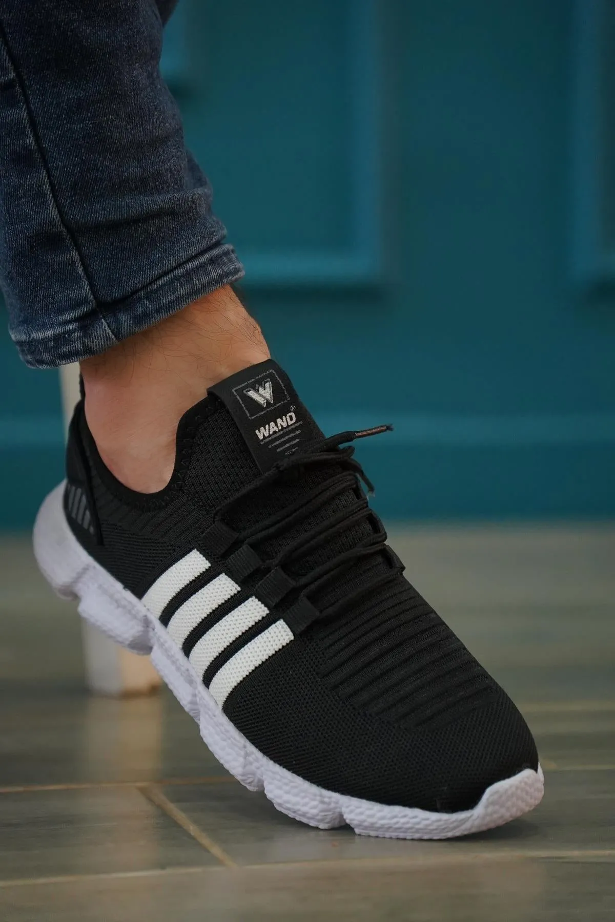 Men's Four Stripes Black Orthopedic Daily Walking Shoes
