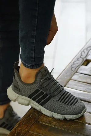 Men's Four Stripes Grey Orthopedic Daily Walking Shoes