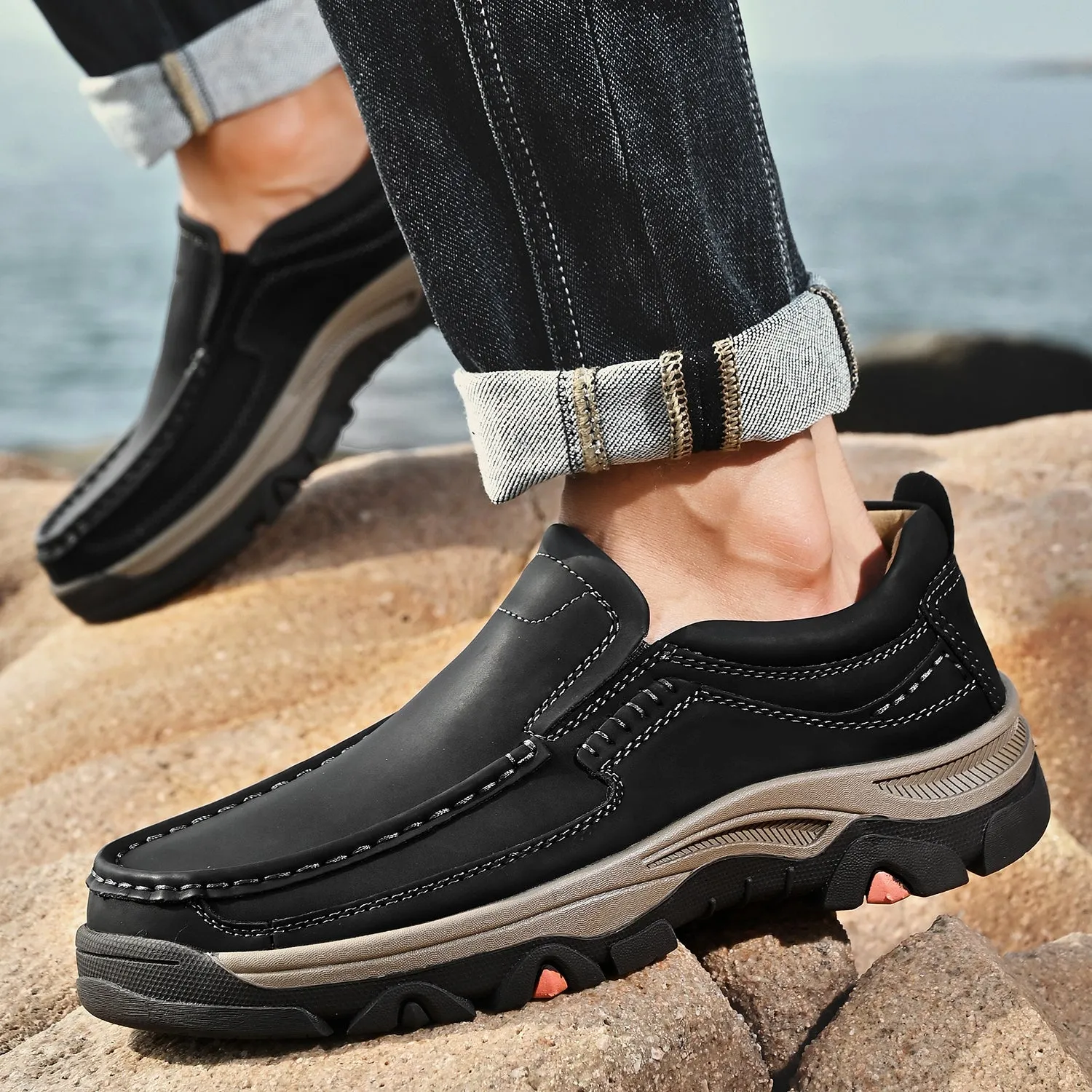 Mitchell Shoes Orthopedic Casual Genuine Leather Slip On Loafers