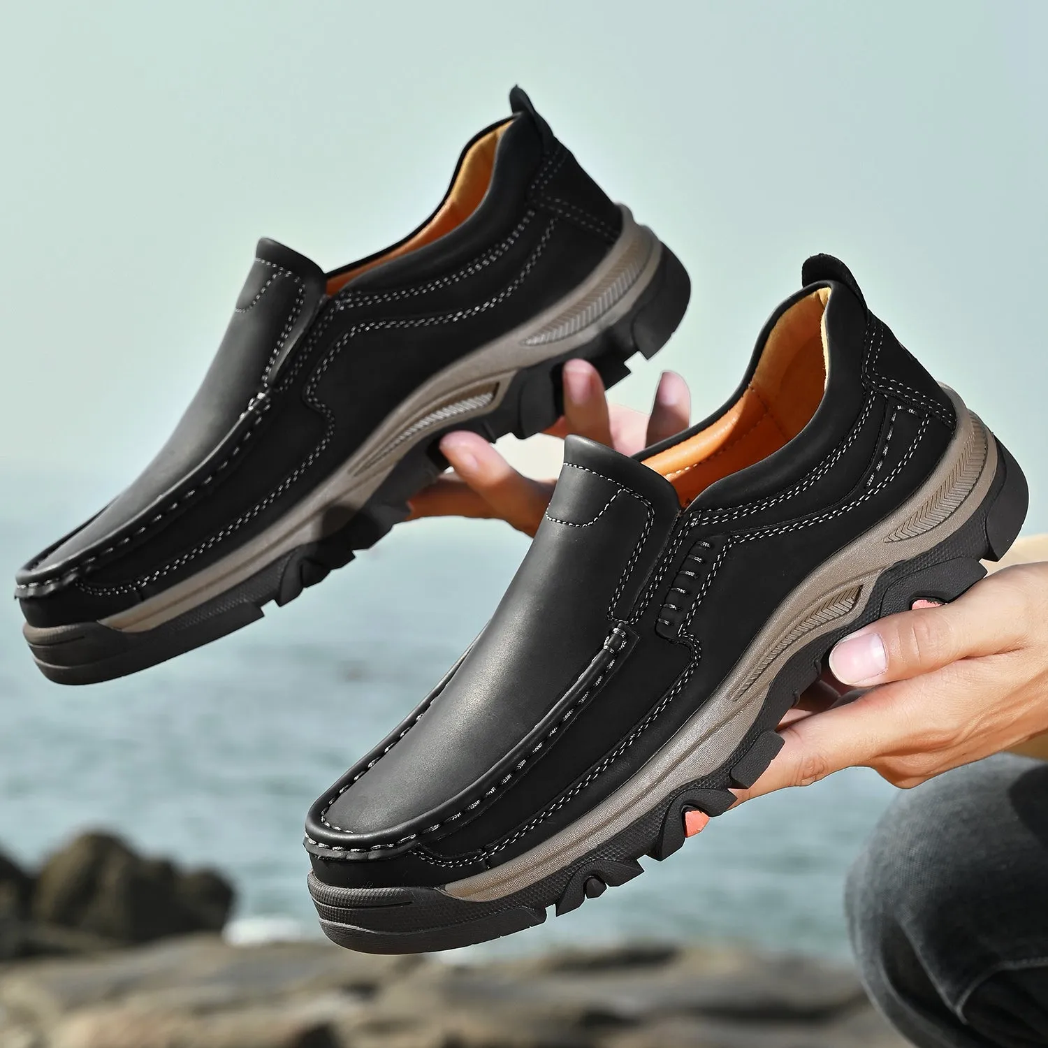Mitchell Shoes Orthopedic Casual Genuine Leather Slip On Loafers
