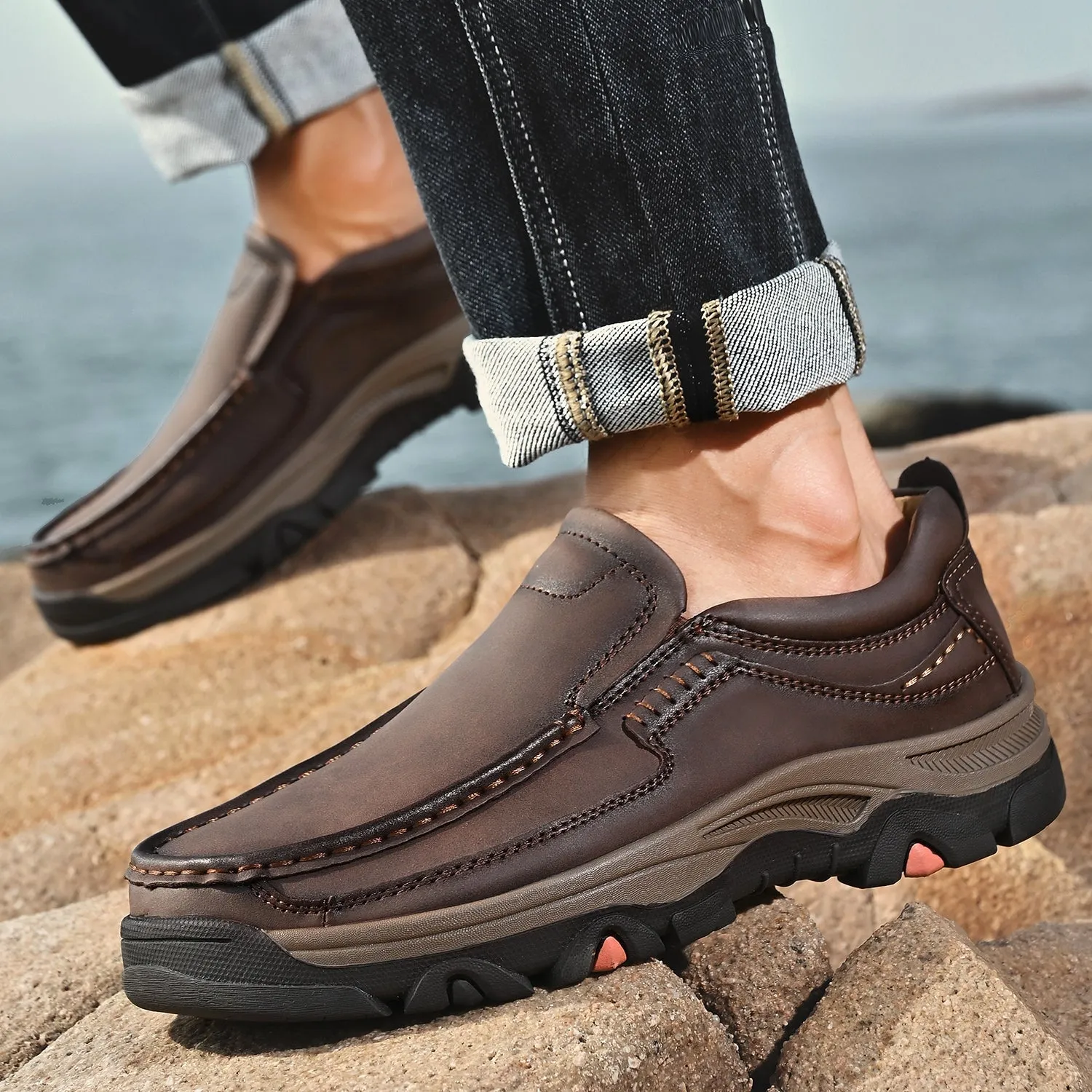 Mitchell Shoes Orthopedic Casual Genuine Leather Slip On Loafers