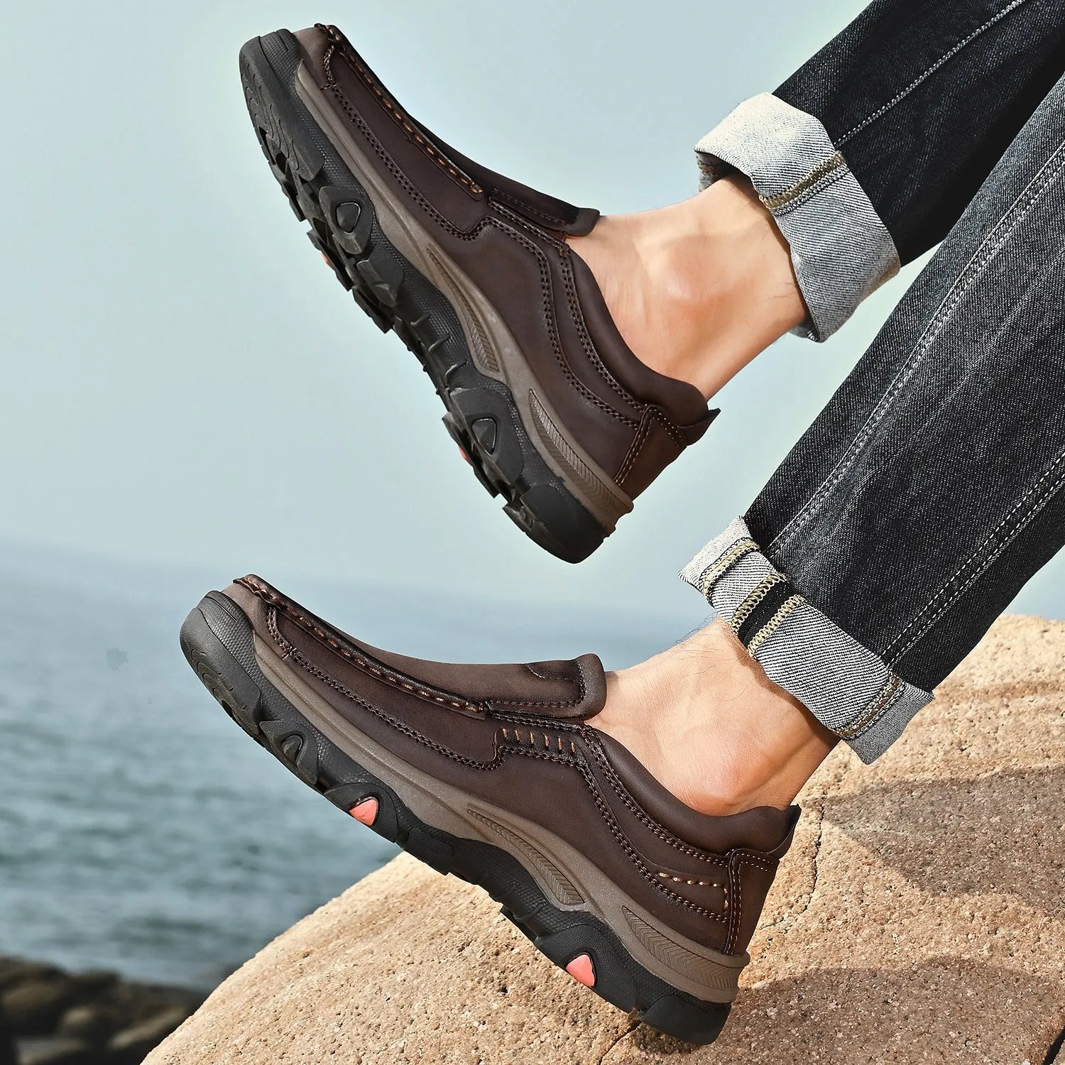 Mitchell Shoes Orthopedic Casual Genuine Leather Slip On Loafers